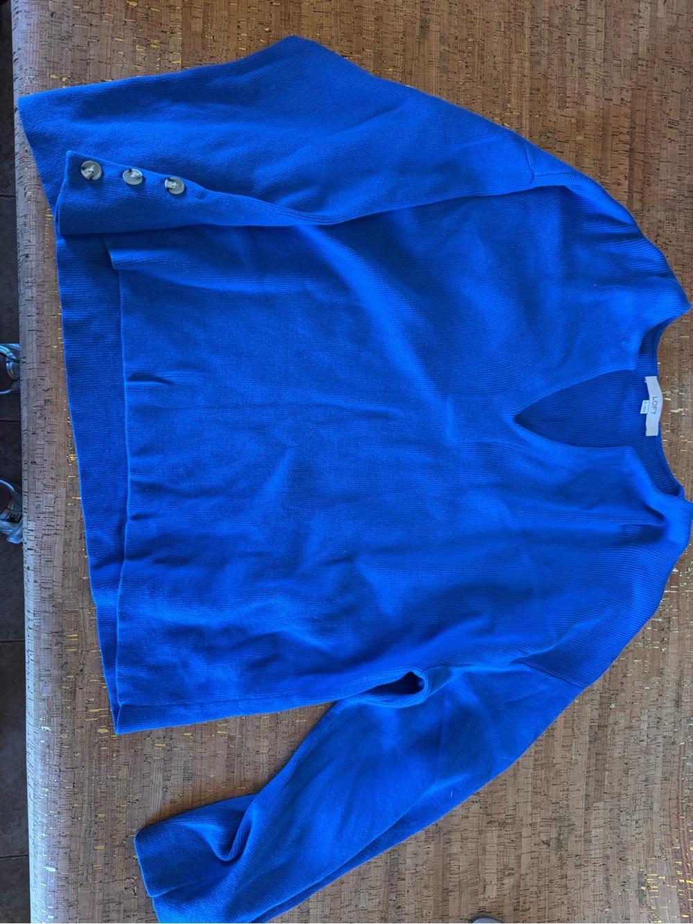 LOFT Electric Blue Ribbed Cardigan